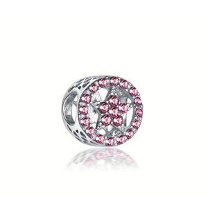 x1 Pink Crystal Star Zinc Allow Charm/Bead DIY Jewelry Making New